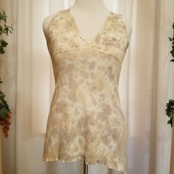 no brand Tops - Tan with muted floral print v neck L